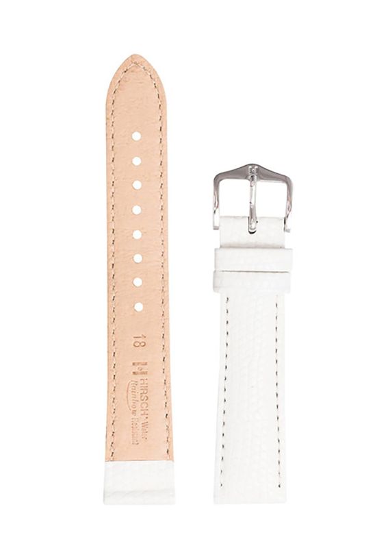 Λουρί Hirsch Rainbow 1230-2600 White Leather Strap - Κοσμηματοπωλείο Goldy