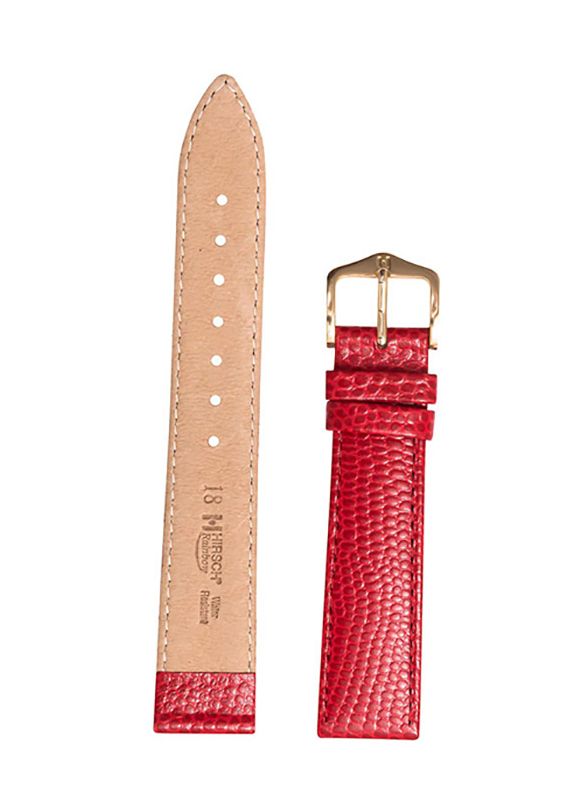 Λουρί Hirsch Rainbow 1230-2620 Red Leather Strap - Κοσμηματοπωλείο Goldy