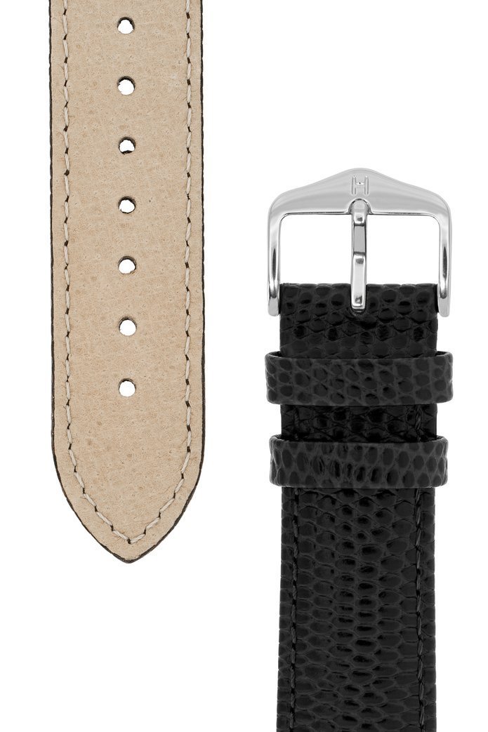 Λουρί Hirsch Rainbow 1230-2650 Black Leather Strap - Κοσμηματοπωλείο Goldy