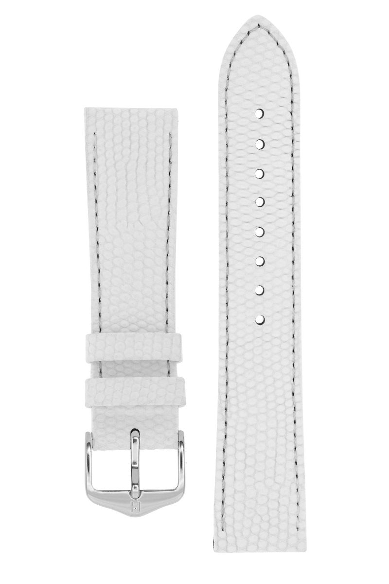 Λουρί Hirsch Rainbow 12302600 White Leather Strap - Κοσμηματοπωλείο Goldy