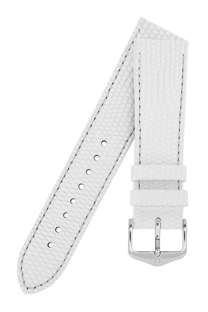 Λουρί Hirsch Rainbow 12302600 White Leather Strap - Κοσμηματοπωλείο Goldy