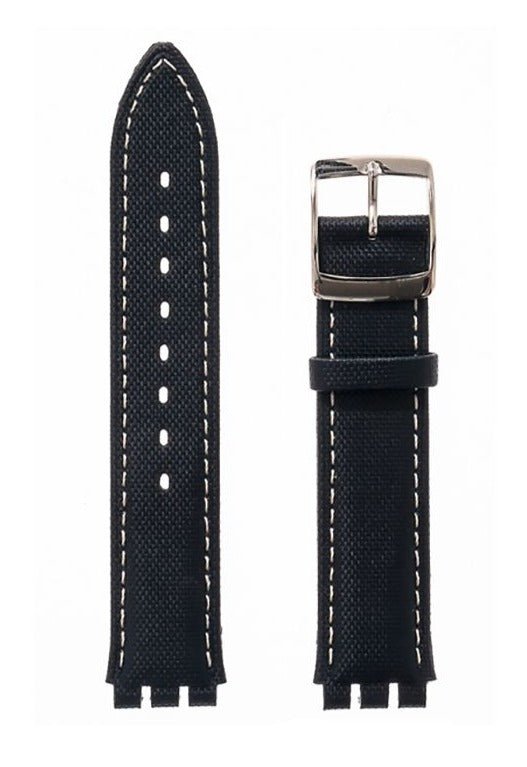 Λουρί Hirsch Sailor 6400-9450 Black Leather Strap For Swatch - Κοσμηματοπωλείο Goldy