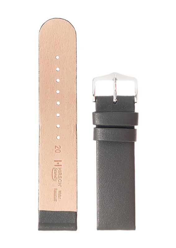 Λουρί Hirsch Scandic 1785-2030 Grey Leather Strap - Κοσμηματοπωλείο Goldy