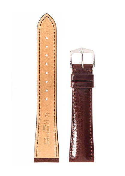 Λουρί Hirsch Siena 0420-2010 Brown Leather Strap - Κοσμηματοπωλείο Goldy