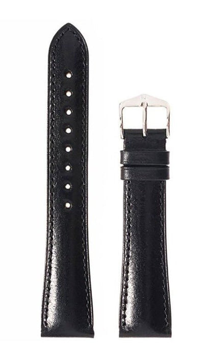 Λουρί Hirsch Siena 0420-2050 Black Leather Strap - Κοσμηματοπωλείο Goldy