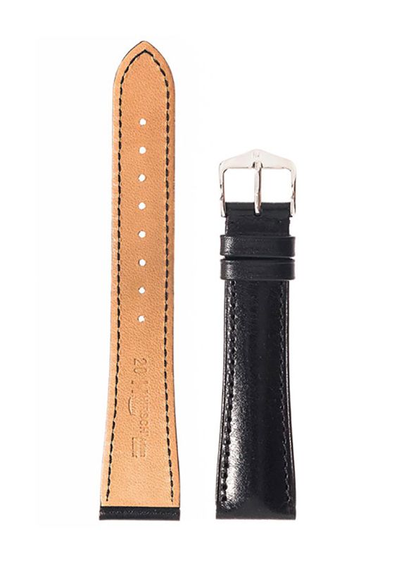 Λουρί Hirsch Siena 0420-2050 Black Leather Strap - Κοσμηματοπωλείο Goldy