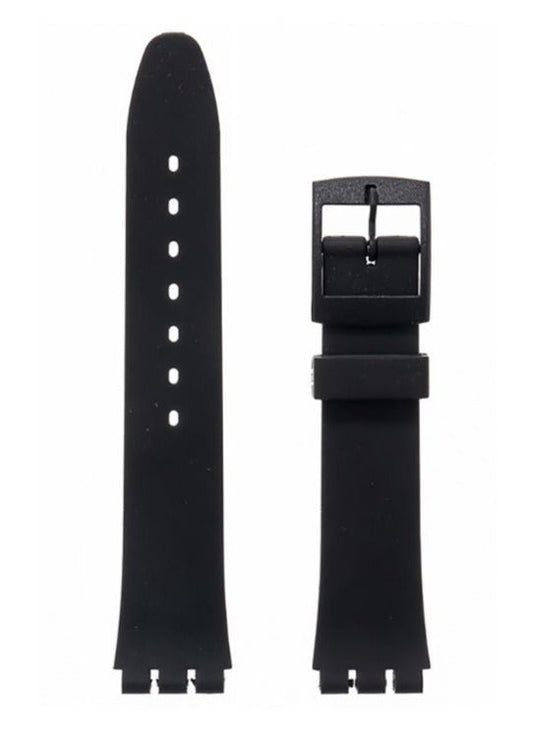 Λουρί Hirsch Tim 6304-9550 Black Plastic Strap For Swatch - Κοσμηματοπωλείο Goldy