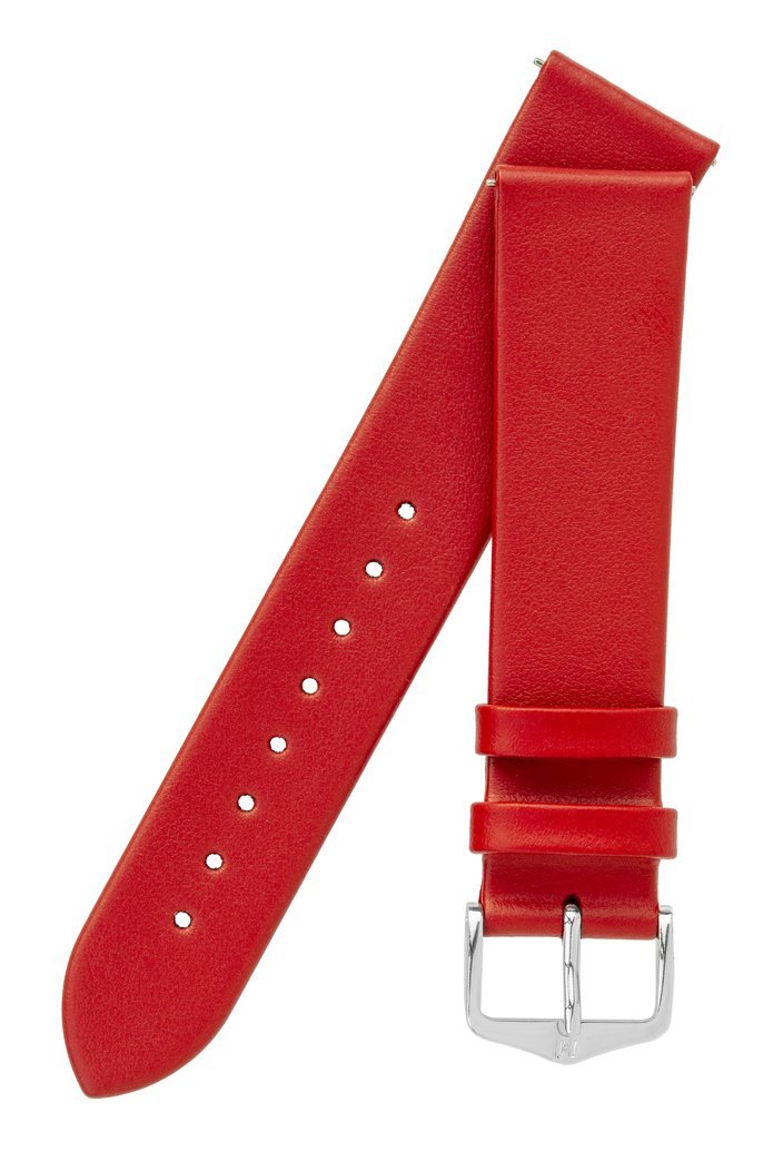 Λουρί Hirsch Toronto 0370-2020 Red Leather Strap - Κοσμηματοπωλείο Goldy