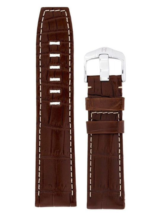 Λουρί Hirsch Tritone Alligator 0860-7018 Brown Leather Strap - Κοσμηματοπωλείο Goldy