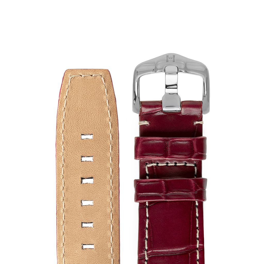 Λουρί Hirsch Tritone Alligator 0860-7068 Bordeaux Leather Strap - Κοσμηματοπωλείο Goldy