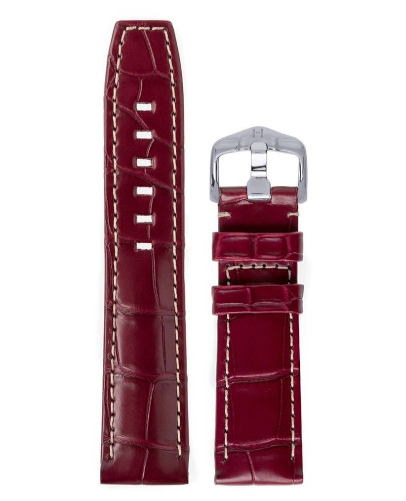 Λουρί Hirsch Tritone Alligator 0860-7068 Bordeaux Leather Strap - Κοσμηματοπωλείο Goldy