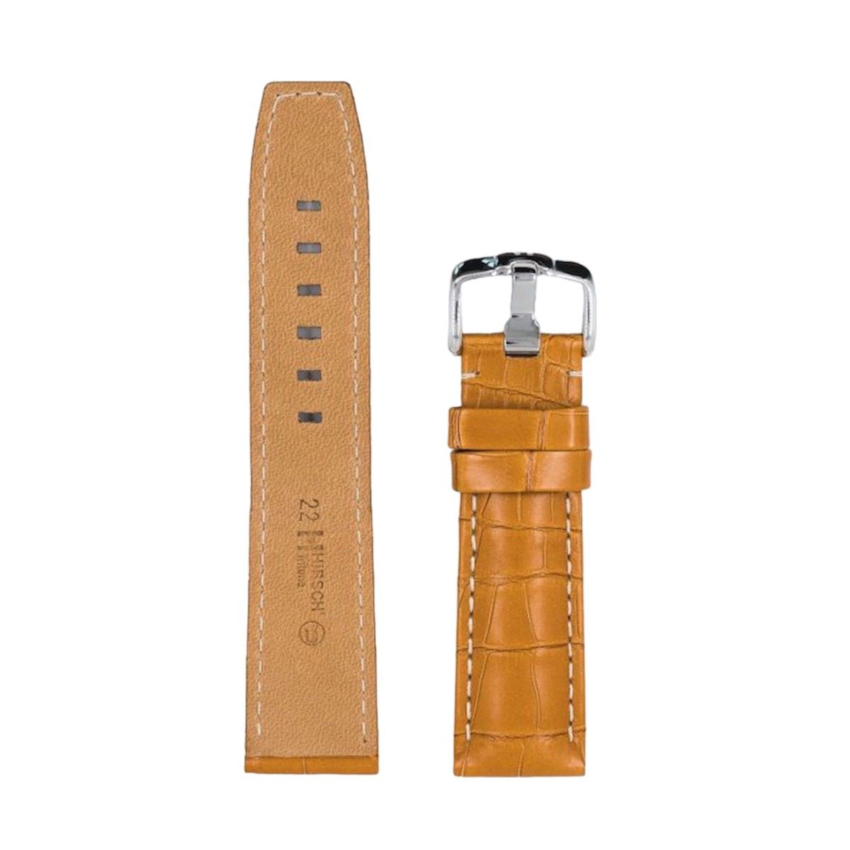 Λουρί Hirsch Tritone Alligator 0860-7074 Honey Leather Strap - Κοσμηματοπωλείο Goldy