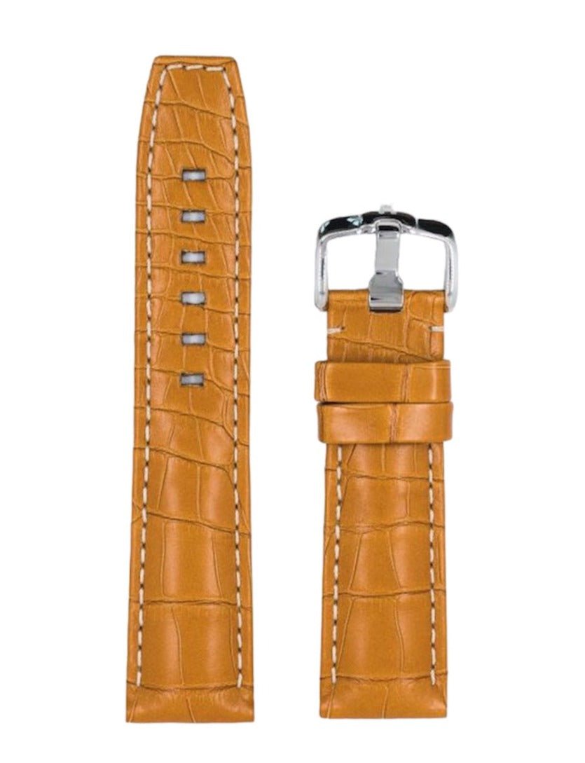 Λουρί Hirsch Tritone Alligator 0860-7074 Honey Leather Strap - Κοσμηματοπωλείο Goldy