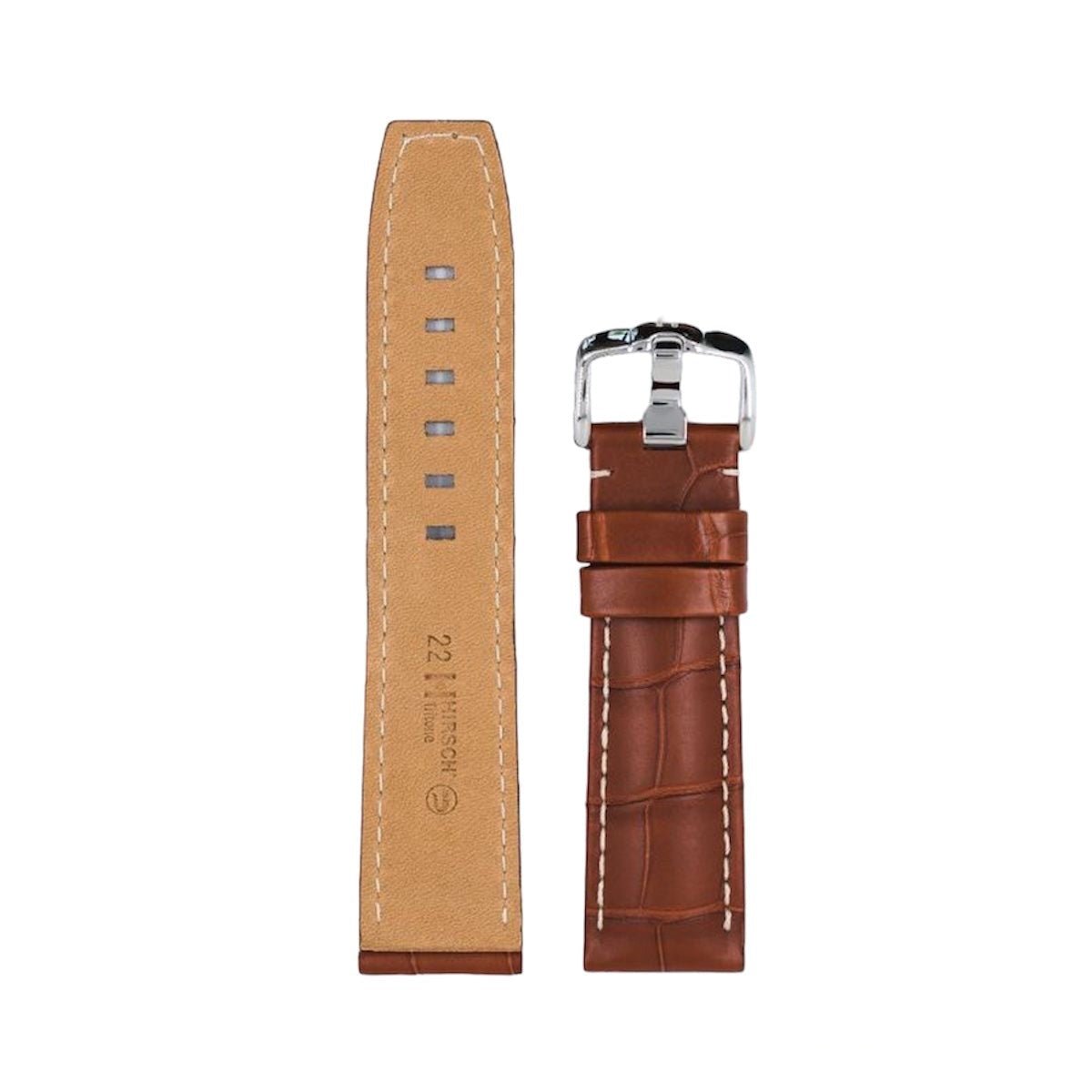 Λουρί Hirsch Tritone Alligator 0860-7078 Brown Leather Strap - Κοσμηματοπωλείο Goldy