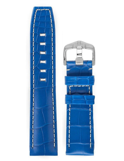 Λουρί Hirsch Tritone Alligator 0860-7084 Blue Leather Strap - Κοσμηματοπωλείο Goldy