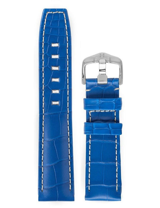 Λουρί Hirsch Tritone Alligator 0860-7084 Blue Leather Strap - Κοσμηματοπωλείο Goldy