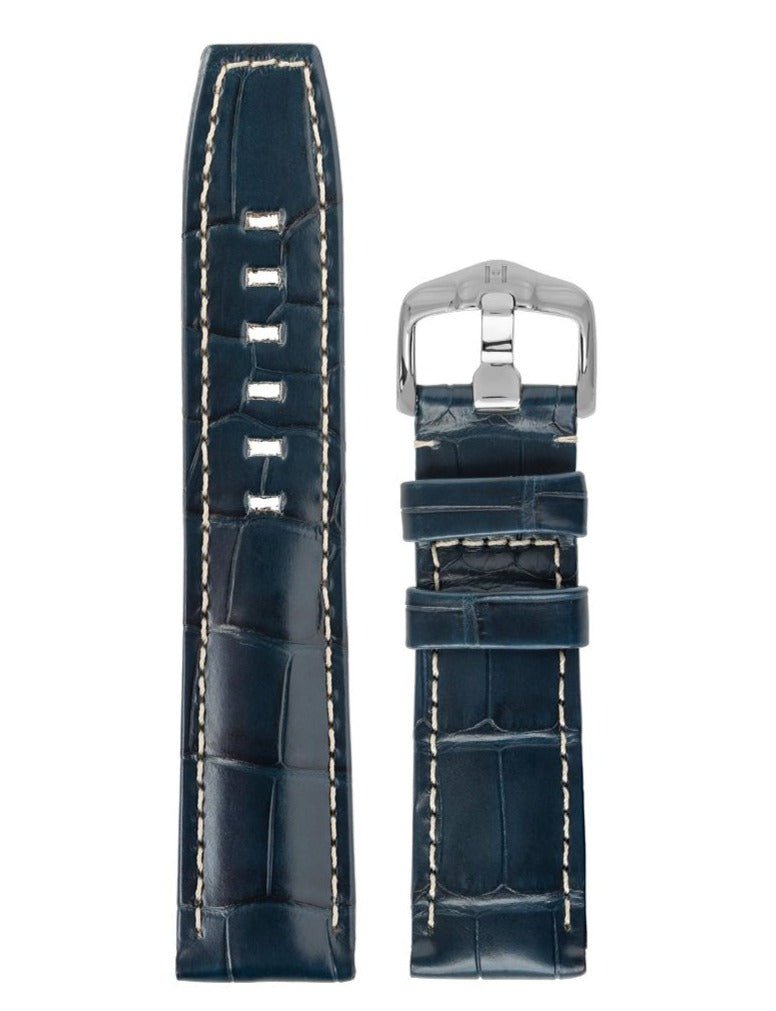 Λουρί Hirsch Tritone Alligator 0860-7088 Blue Leather Strap - Κοσμηματοπωλείο Goldy