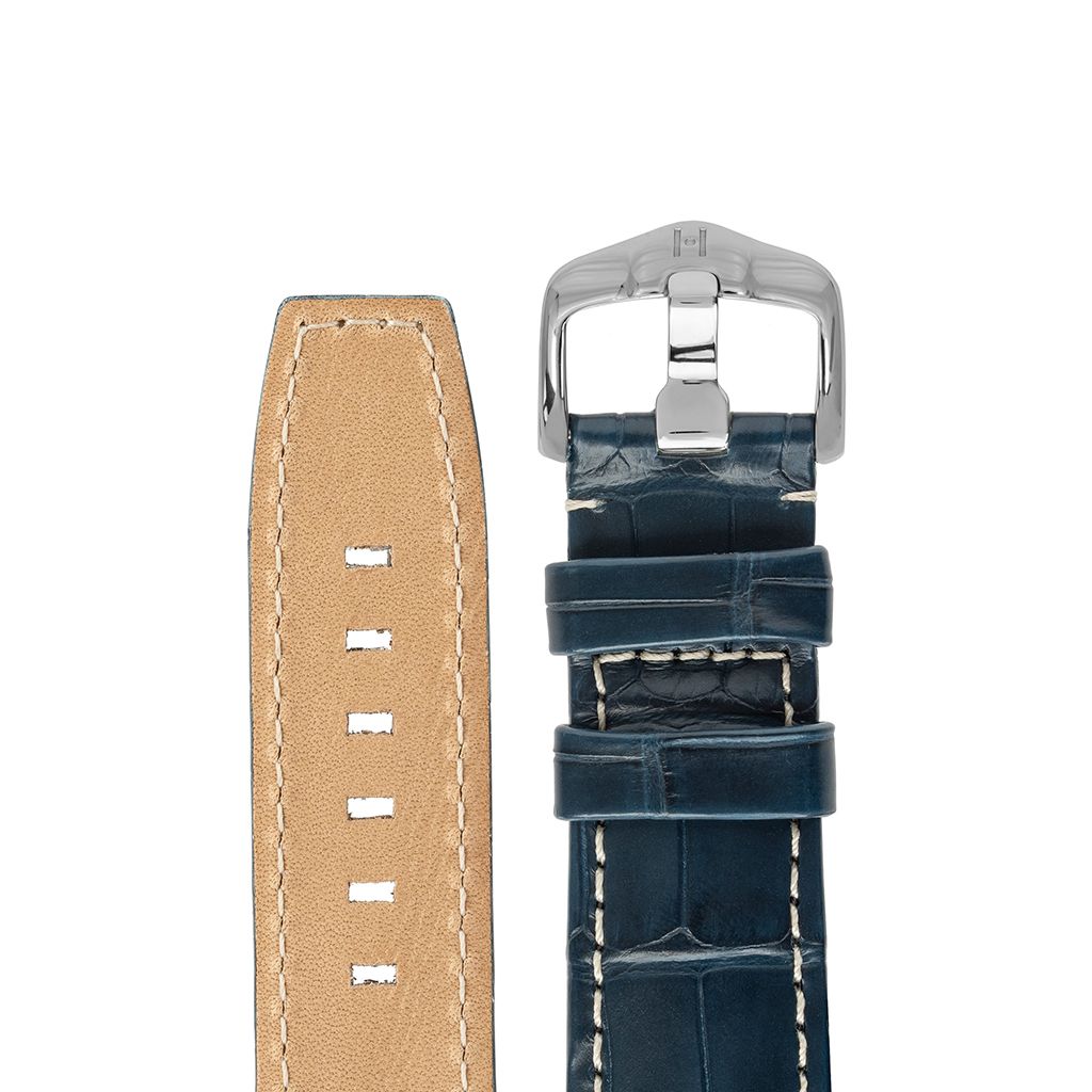 Λουρί Hirsch Tritone Alligator 0860-7088 Blue Leather Strap - Κοσμηματοπωλείο Goldy