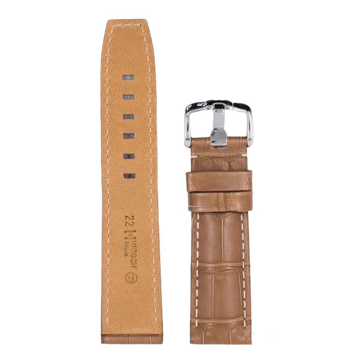 Λουρί Hirsch Tritone Alligator 0860-7098 Beige Leather Strap - Κοσμηματοπωλείο Goldy