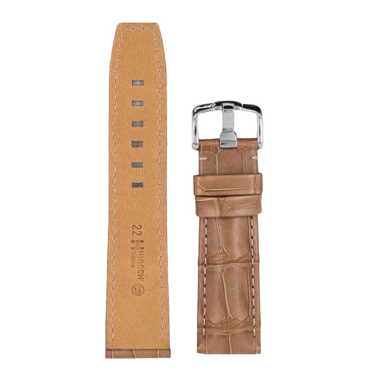 Λουρί Hirsch Tritone Alligator 0860-7099 Beige Leather Strap - Κοσμηματοπωλείο Goldy