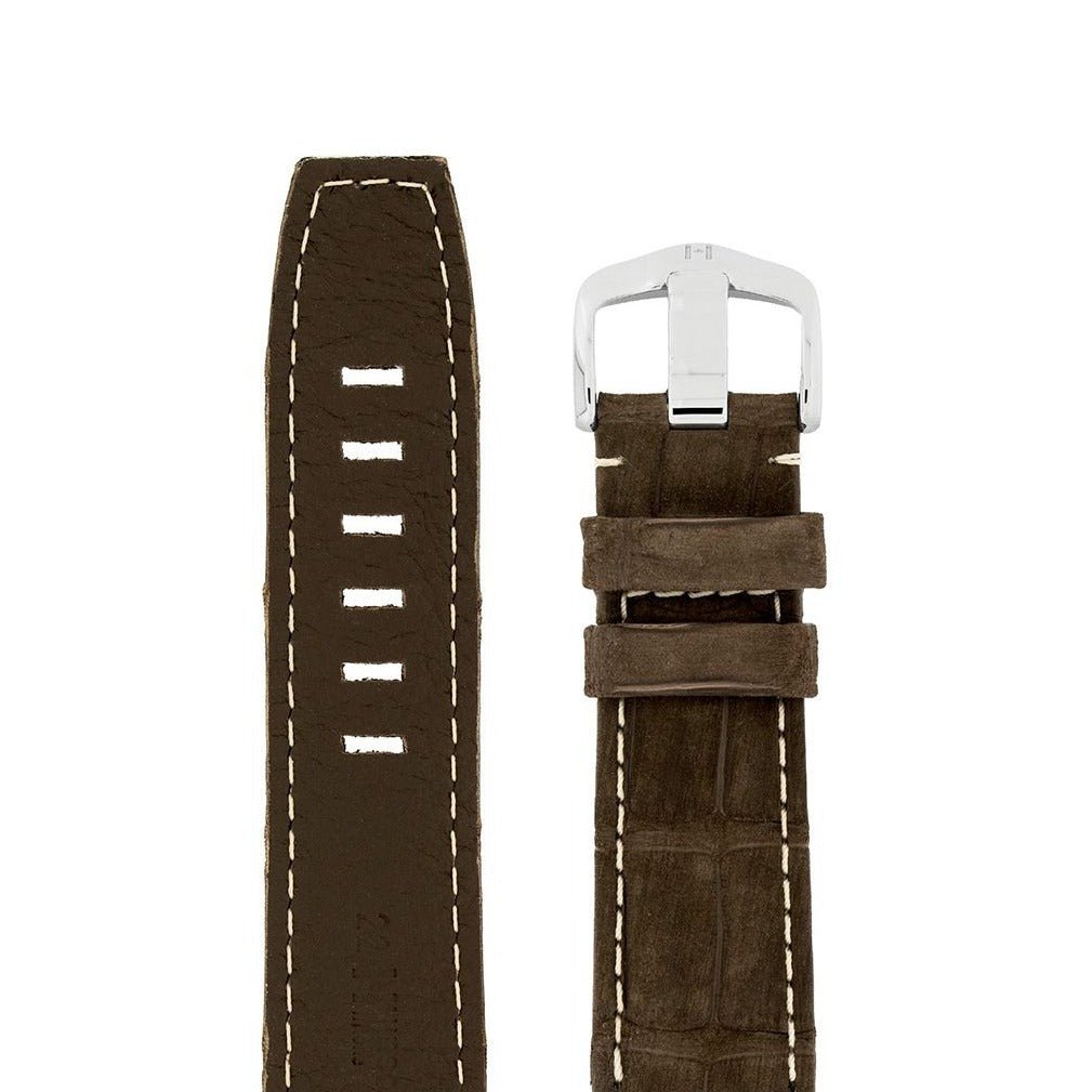 Λουρί Hirsch Tritone Alligator Nubuck 0867-7018 Brown Leather Strap - Κοσμηματοπωλείο Goldy