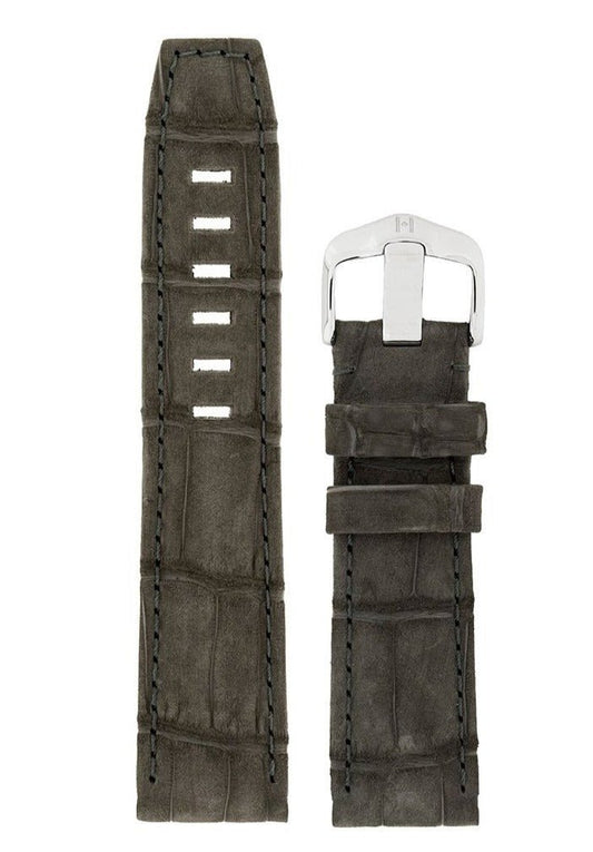 Λουρί Hirsch Tritone Alligator Nubuck 0867-7050 Black Leather Strap - Κοσμηματοπωλείο Goldy