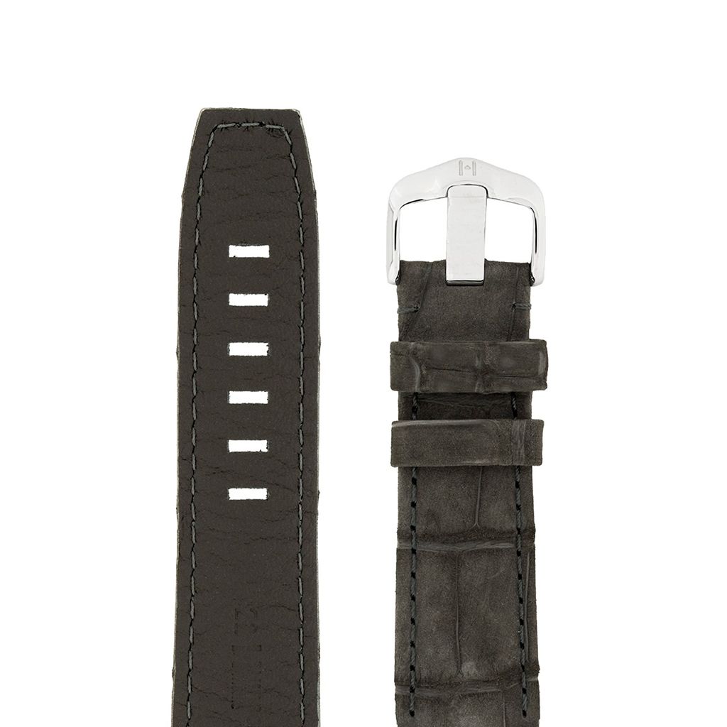 Λουρί Hirsch Tritone Alligator Nubuck 0867-7050 Black Leather Strap - Κοσμηματοπωλείο Goldy