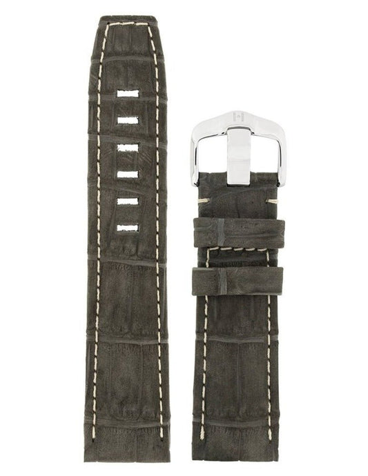 Λουρί Hirsch Tritone Alligator Nubuck 0867-7058 Black Leather Strap - Κοσμηματοπωλείο Goldy