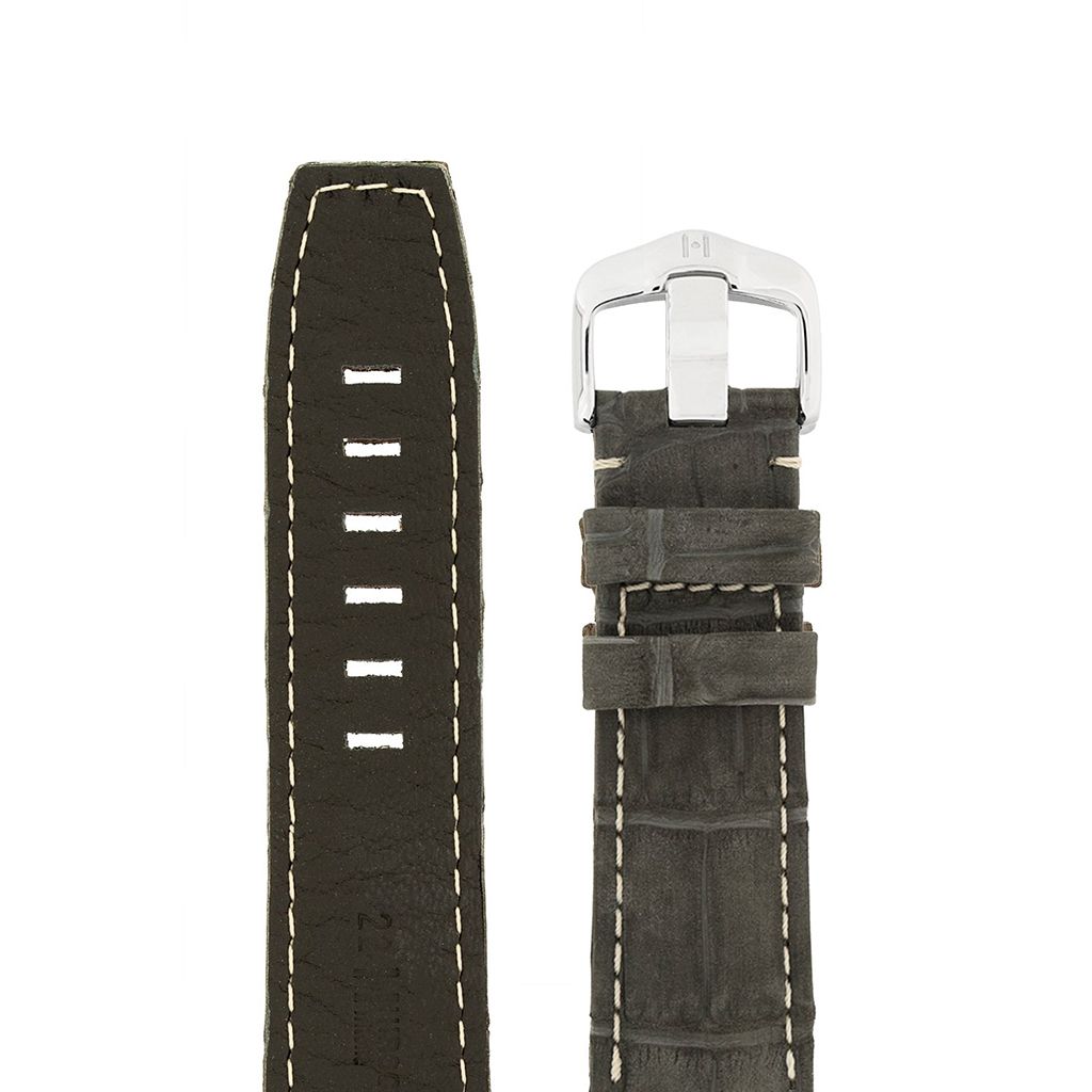 Λουρί Hirsch Tritone Alligator Nubuck 0867-7058 Black Leather Strap - Κοσμηματοπωλείο Goldy