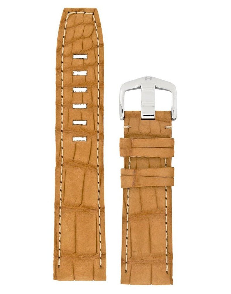 Λουρί Hirsch Tritone Alligator Nubuck 0867-7078 Light Brown Leather Strap - Κοσμηματοπωλείο Goldy