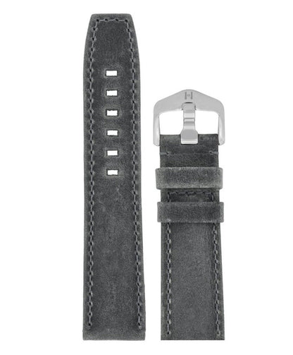 Λουρί Hirsch Tritone Kudu 0856-4030 Grey Leather Strap - Κοσμηματοπωλείο Goldy