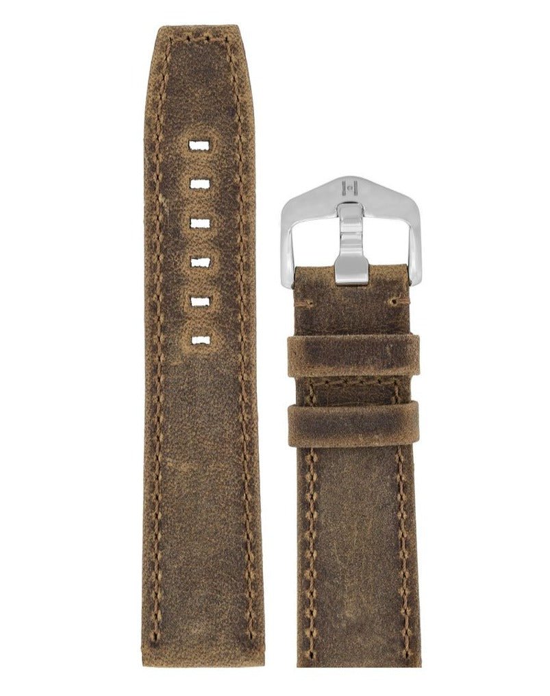 Λουρί Hirsch Tritone Kudu 0856-4073 Brown Leather Strap - Κοσμηματοπωλείο Goldy