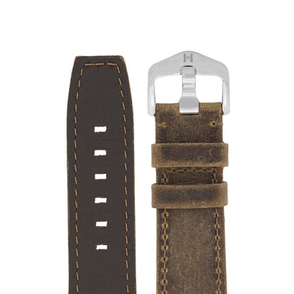 Λουρί Hirsch Tritone Kudu 0856-4073 Brown Leather Strap - Κοσμηματοπωλείο Goldy