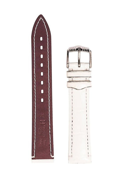 Λουρί Hirsch Venice 0210-7000 White Leather Strap - Κοσμηματοπωλείο Goldy