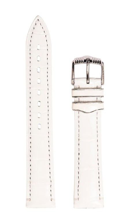 Λουρί Hirsch Venice 0210-7000 White Leather Strap - Κοσμηματοπωλείο Goldy