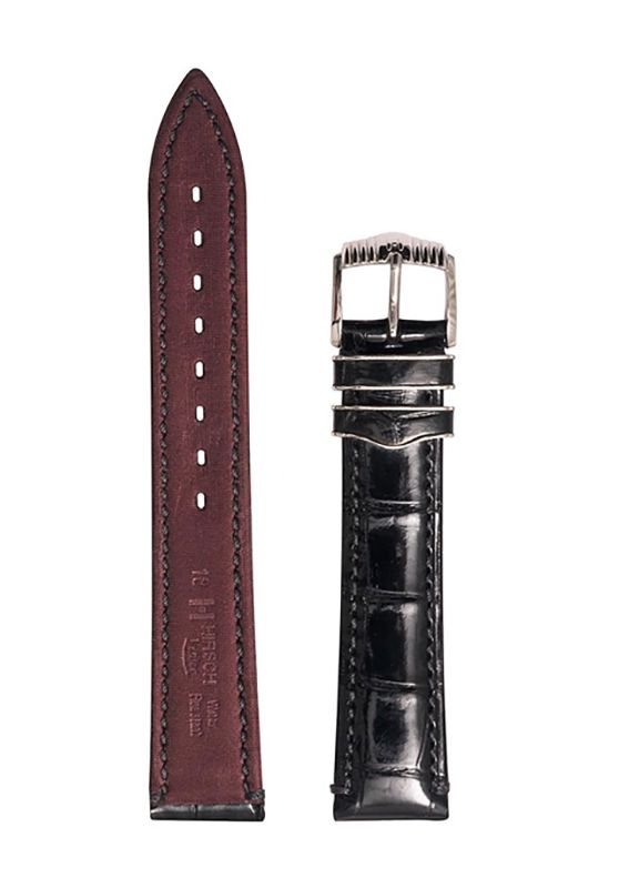 Λουρί Hirsch Venice 0210-7050 Black Leather Strap - Κοσμηματοπωλείο Goldy