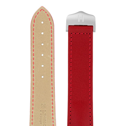 Λουρί Hirsch Voyager Calfskin 0717-5420 Red Leather Strap - Κοσμηματοπωλείο Goldy