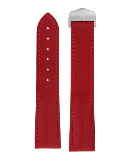 Λουρί Hirsch Voyager Calfskin 0717-5420 Red Leather Strap - Κοσμηματοπωλείο Goldy