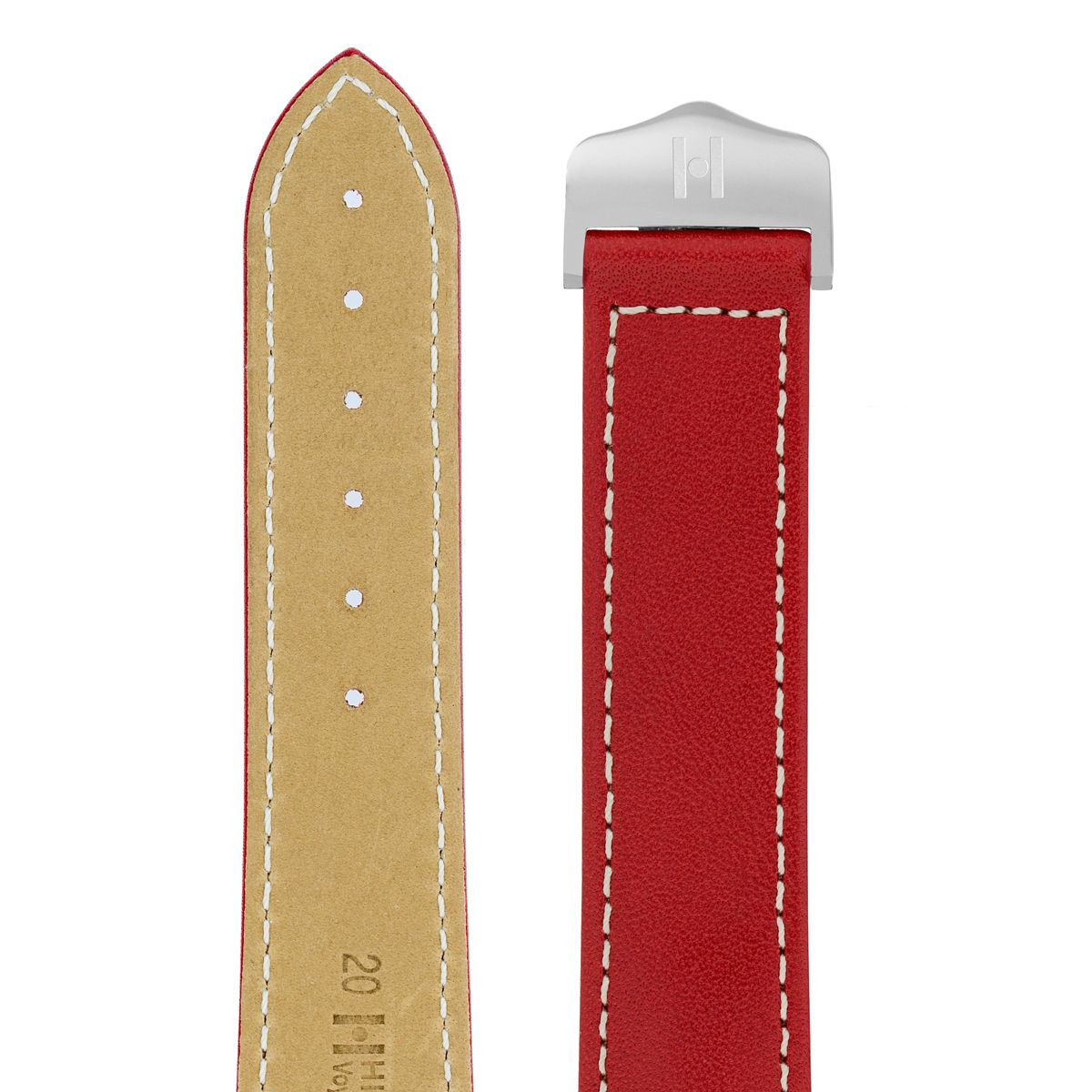 Λουρί Hirsch Voyager Calfskin 0717-5421 Red Leather Strap - Κοσμηματοπωλείο Goldy