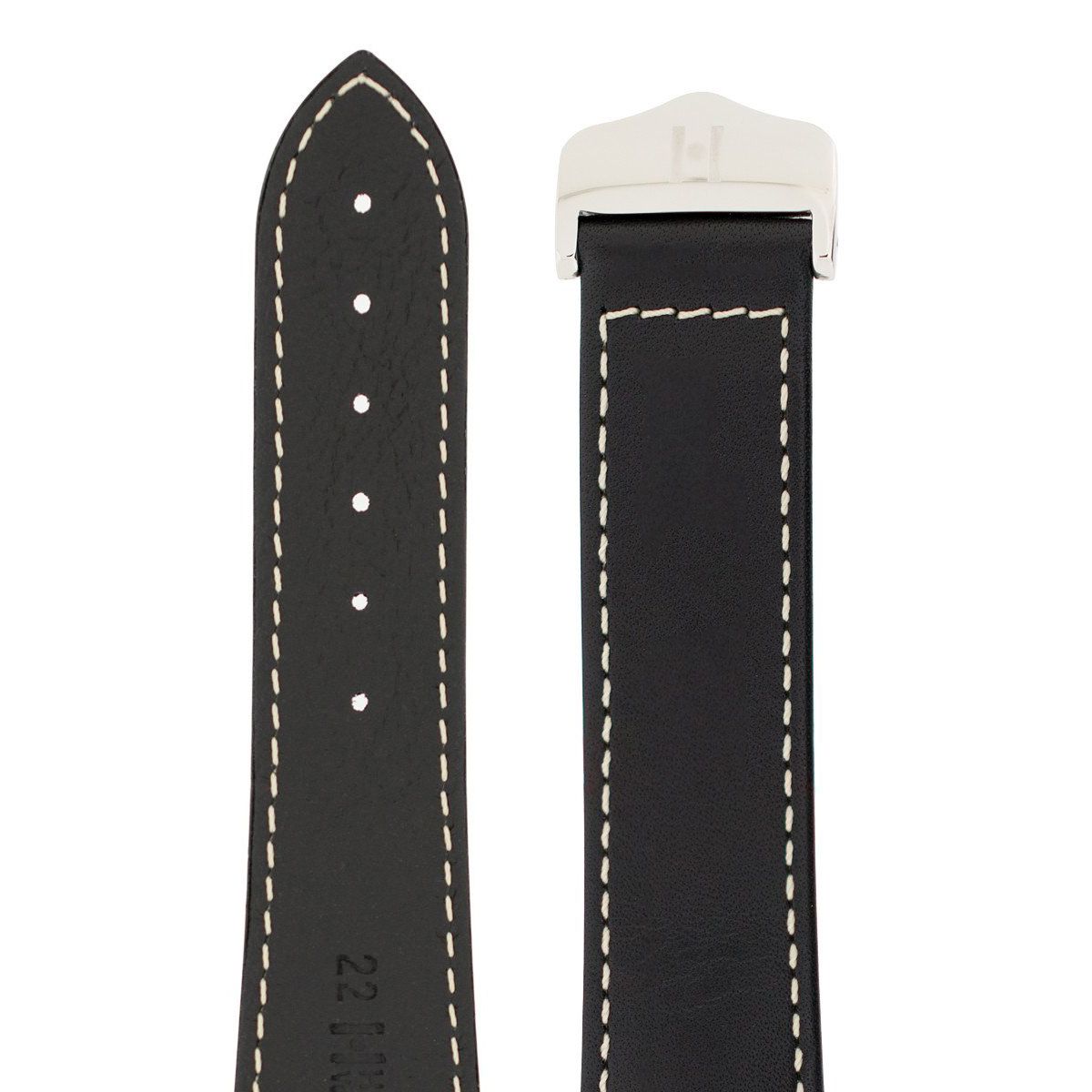 Λουρί Hirsch Voyager Calfskin 0717-5451 Black Leather Strap - Κοσμηματοπωλείο Goldy