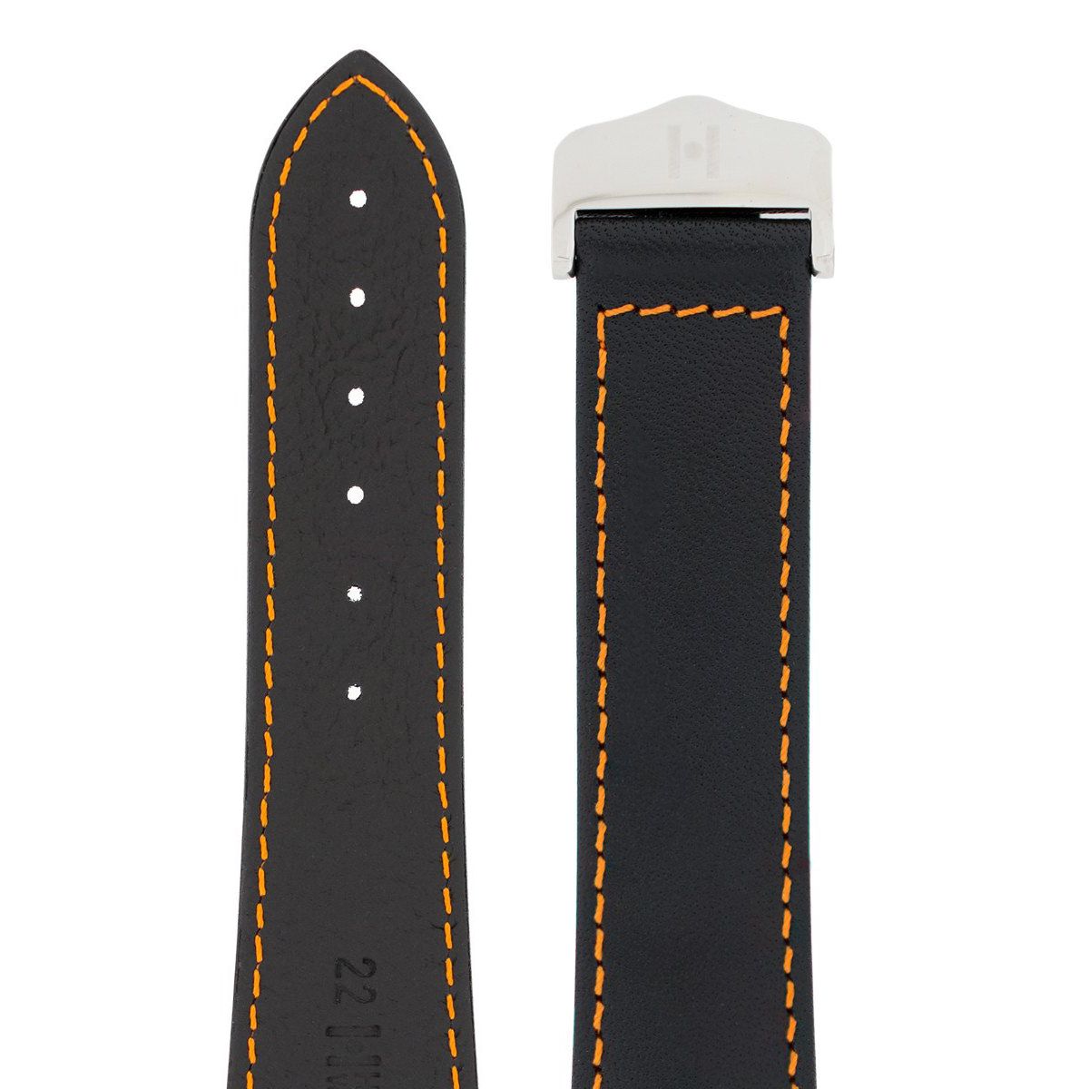 Λουρί Hirsch Voyager Calfskin 0717-5453 Black Leather Strap - Κοσμηματοπωλείο Goldy