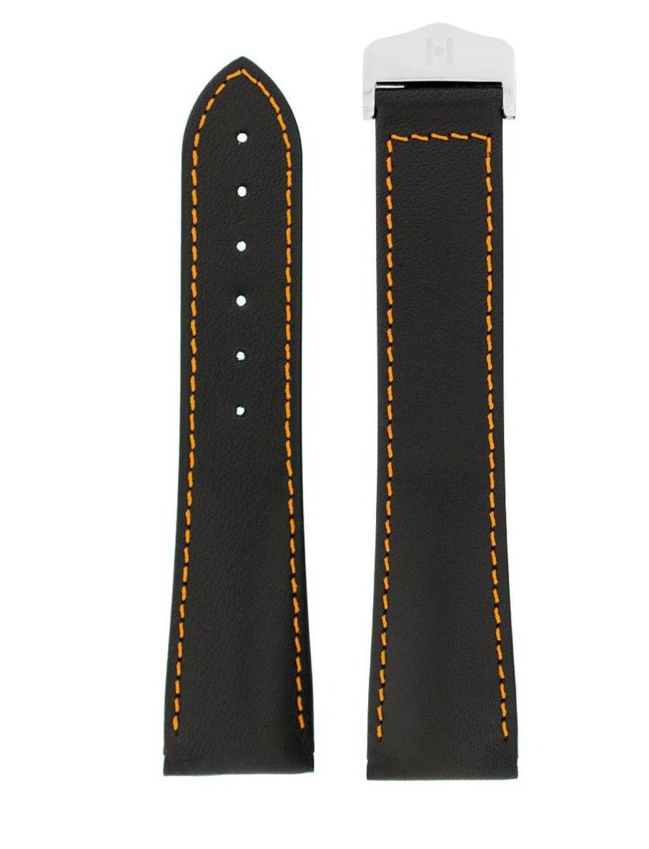 Λουρί Hirsch Voyager Calfskin 0717-5453 Black Leather Strap - Κοσμηματοπωλείο Goldy