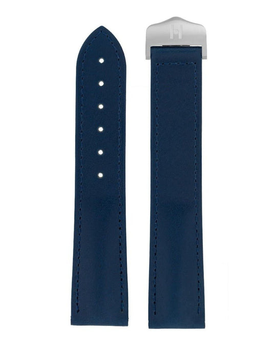 Λουρί Hirsch Voyager Calfskin 0717-5480 Blue Leather Strap - Κοσμηματοπωλείο Goldy