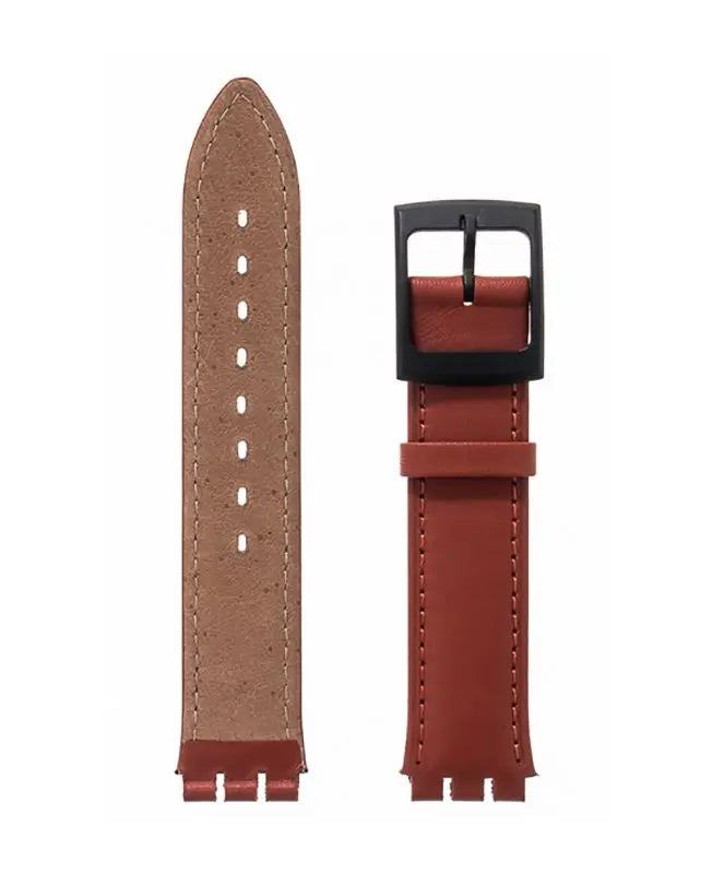 Λουρί Hirsch William 6401-7578 Brown Leather Strap For Swatch - Κοσμηματοπωλείο Goldy