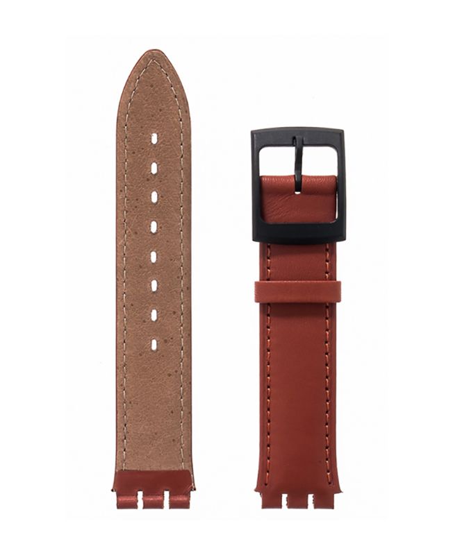 Λουρί Hirsch William 6401-7578 Brown Leather Strap For Swatch - Κοσμηματοπωλείο Goldy