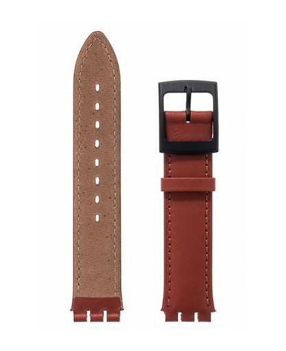 Λουρί Hirsch William 6401-7578 Brown Leather Strap For Swatch - Κοσμηματοπωλείο Goldy