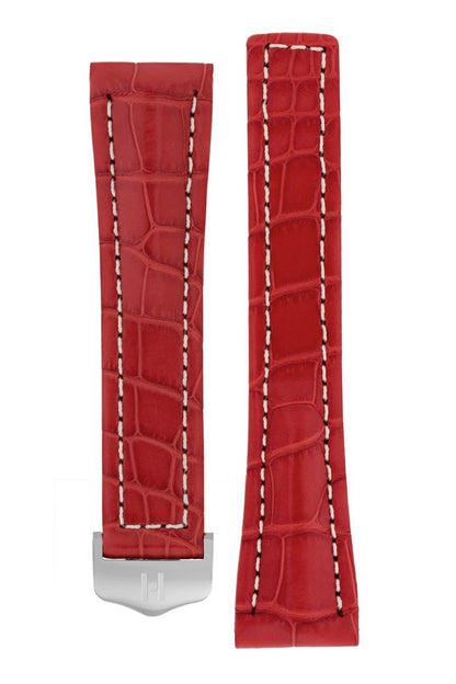 Λουρί Navigator Louisiana Alligator 0700-7429 Red Leather Strap - Κοσμηματοπωλείο Goldy