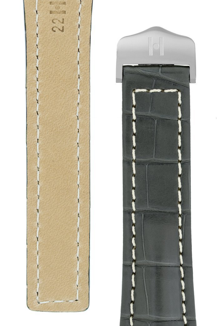 Λουρί Navigator Louisiana Alligator 0700-7439 Grey Leather Strap - Κοσμηματοπωλείο Goldy