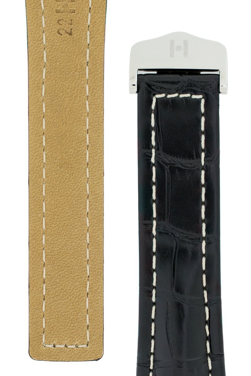 Λουρί Navigator Louisiana Alligator 0700-7459 Black Leather Strap - Κοσμηματοπωλείο Goldy