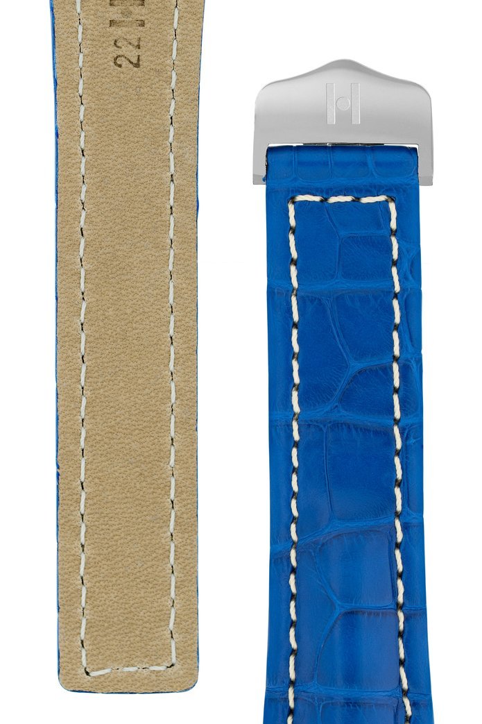 Λουρί Navigator Louisiana Alligator 0700-7485 Royal Blue Leather Strap - Κοσμηματοπωλείο Goldy